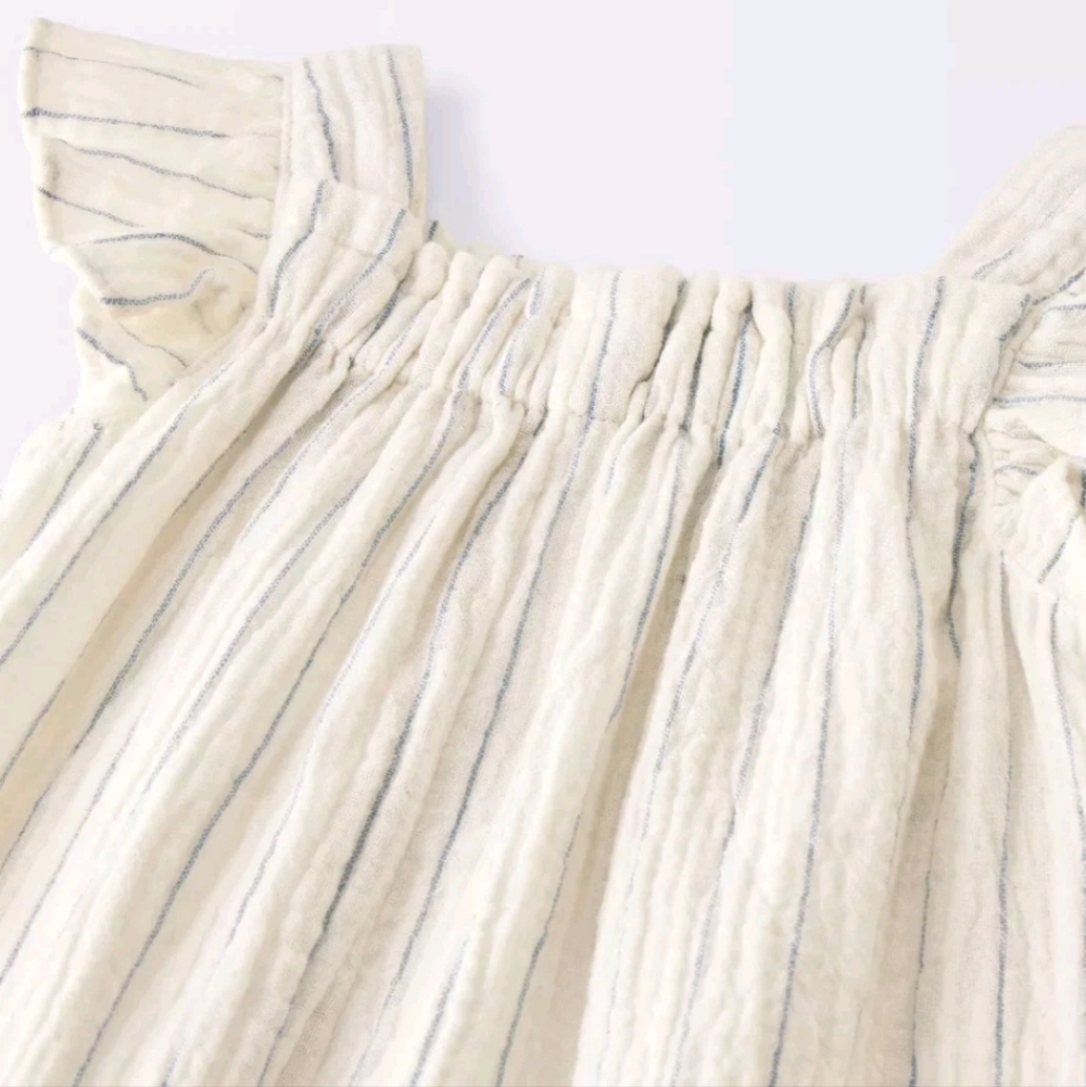 Cloud Island Cream Striped Baby Romper - Picture 3 of 4